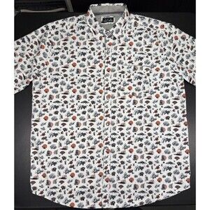 Hawiian Shirt 2XL Public Record Button Down Tokyo Mt Fuji Geisha Red Sun Dragon